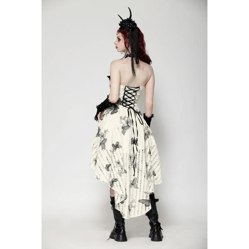 Flitterwochenkleid mit Punk-Schmetterlingsstickerei für Damen, hoch/tief