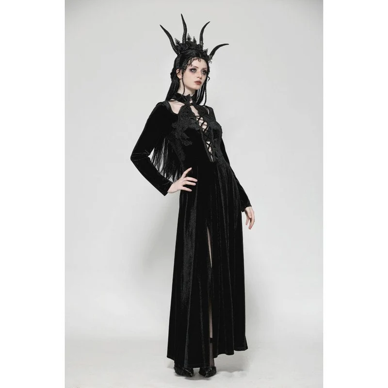 Gothic-Abendkleid aus Samt mit Cut-outs und Seitenschlitzen für Damen, Hochzeitskleid
