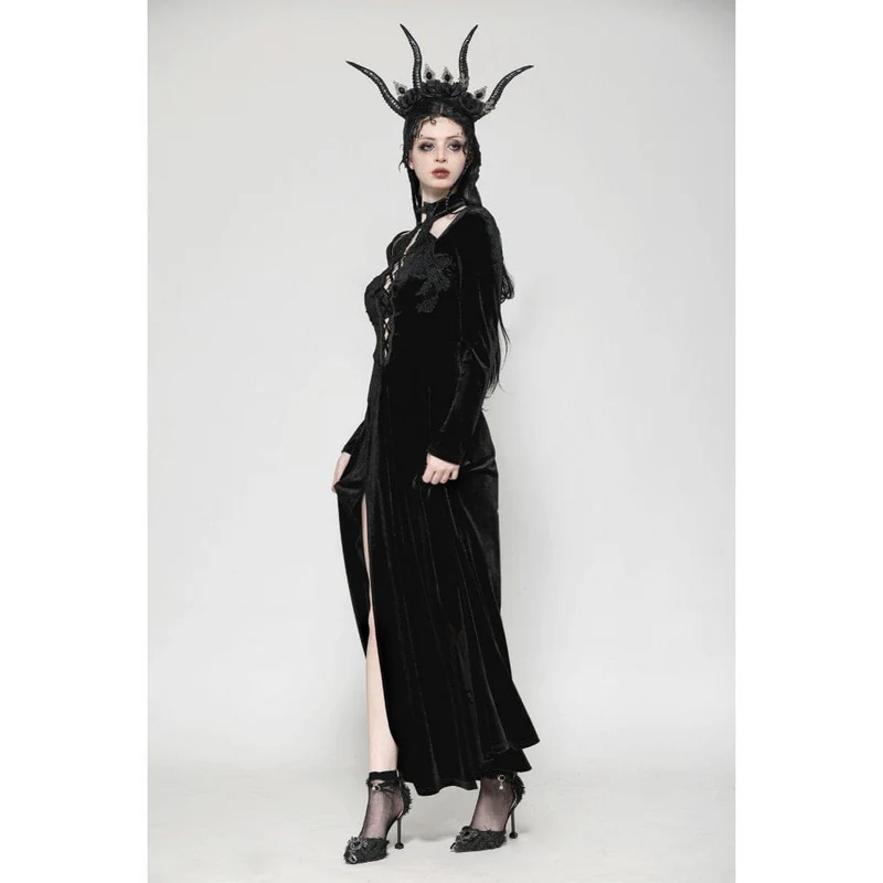 Gothic-Abendkleid aus Samt mit Cut-outs und Seitenschlitzen für Damen, Hochzeitskleid