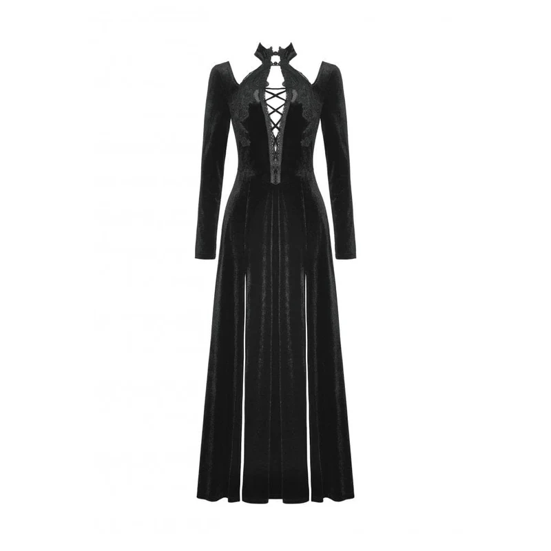Gothic-Abendkleid aus Samt mit Cut-outs und Seitenschlitzen für Damen, Hochzeitskleid
