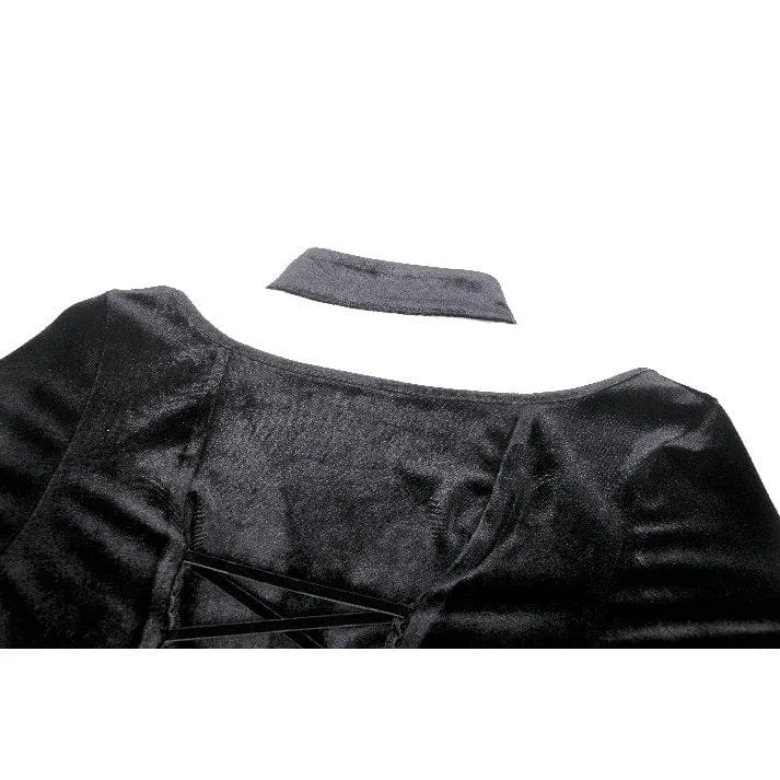 Gothic-Abendkleid aus Samt mit Cut-outs und Seitenschlitzen für Damen, Hochzeitskleid