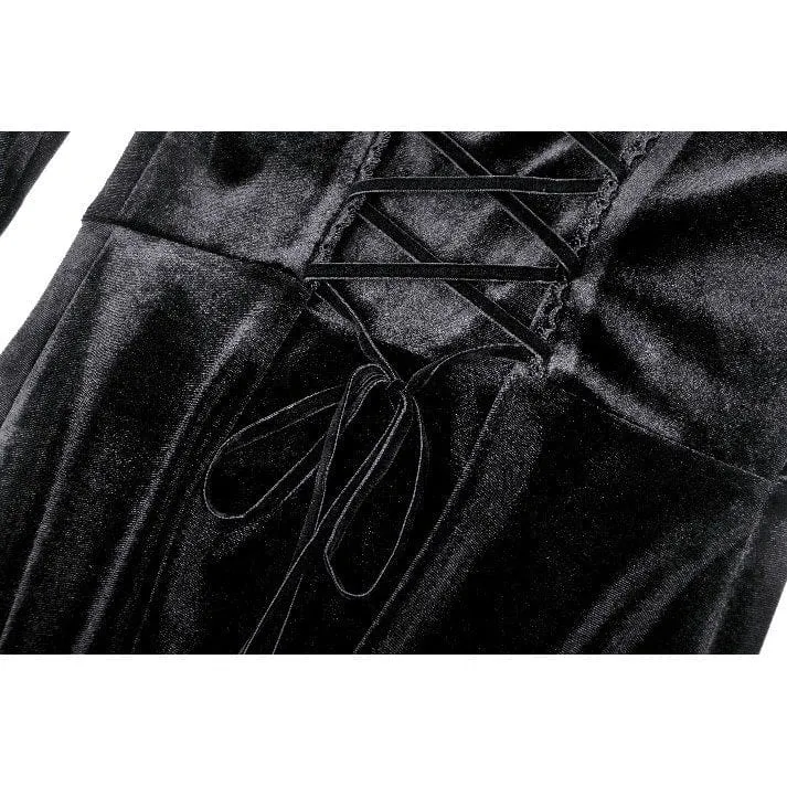 Gothic-Abendkleid aus Samt mit Cut-outs und Seitenschlitzen für Damen, Hochzeitskleid
