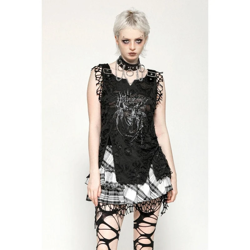 Tanktop mit Gothic-Totenkopf-Print für Damen im Used-Look