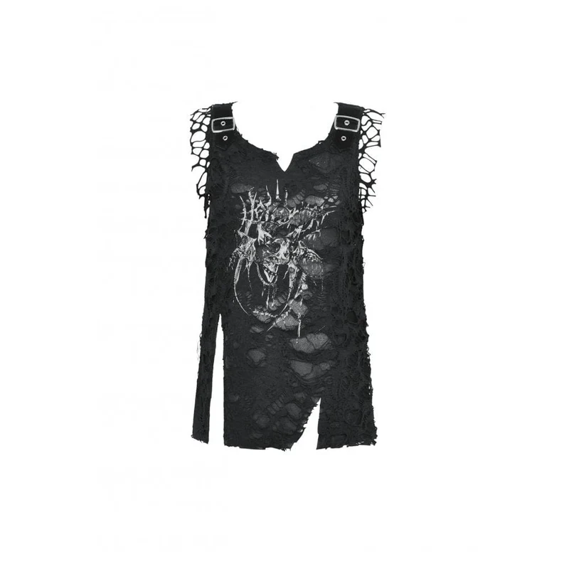 Tanktop mit Gothic-Totenkopf-Print für Damen im Used-Look