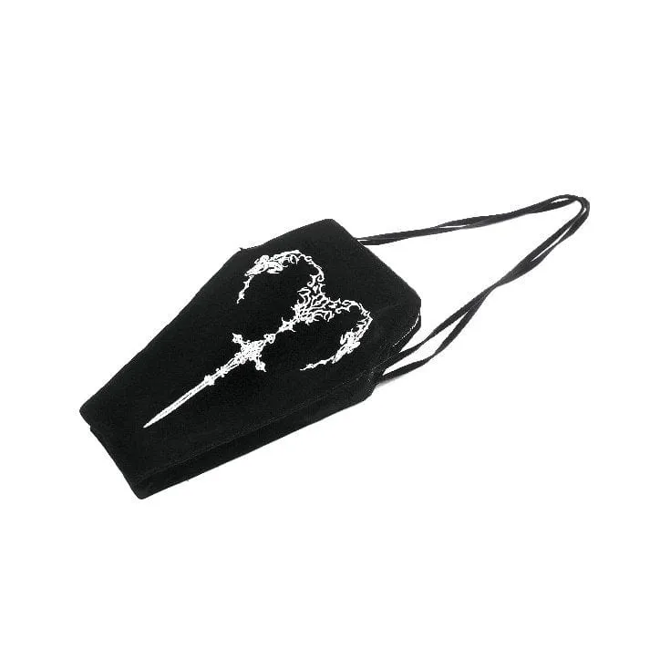 Gothic Sargtasche mit Hörnern und Stickerei für Damen