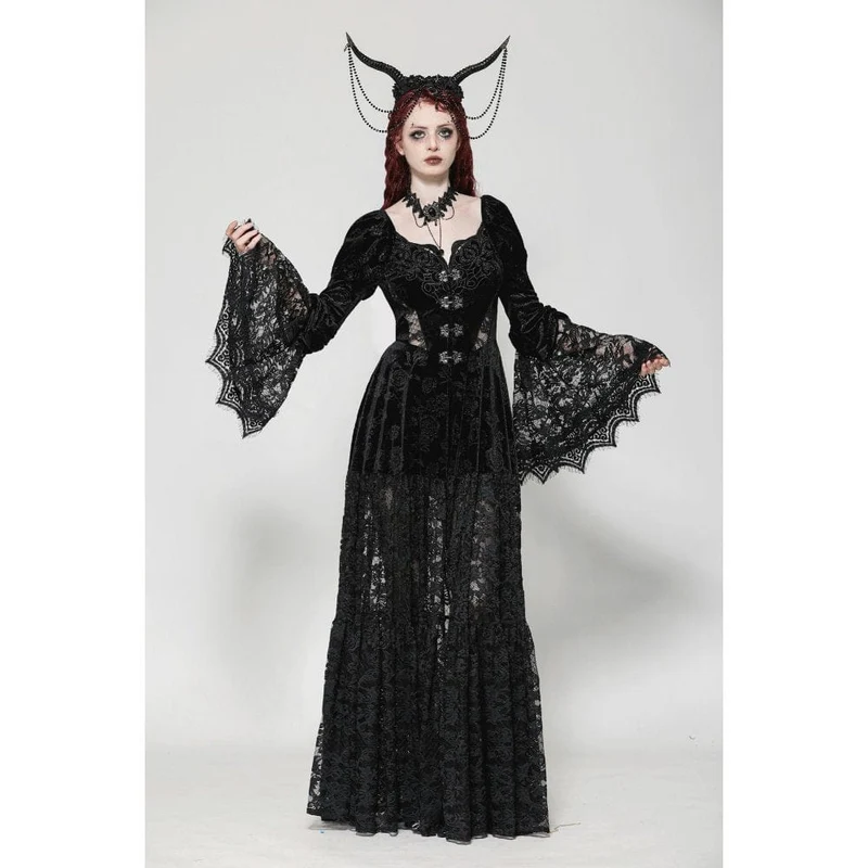 Gothic-Mantel aus Samt mit Puffärmeln und Spitze für Damen