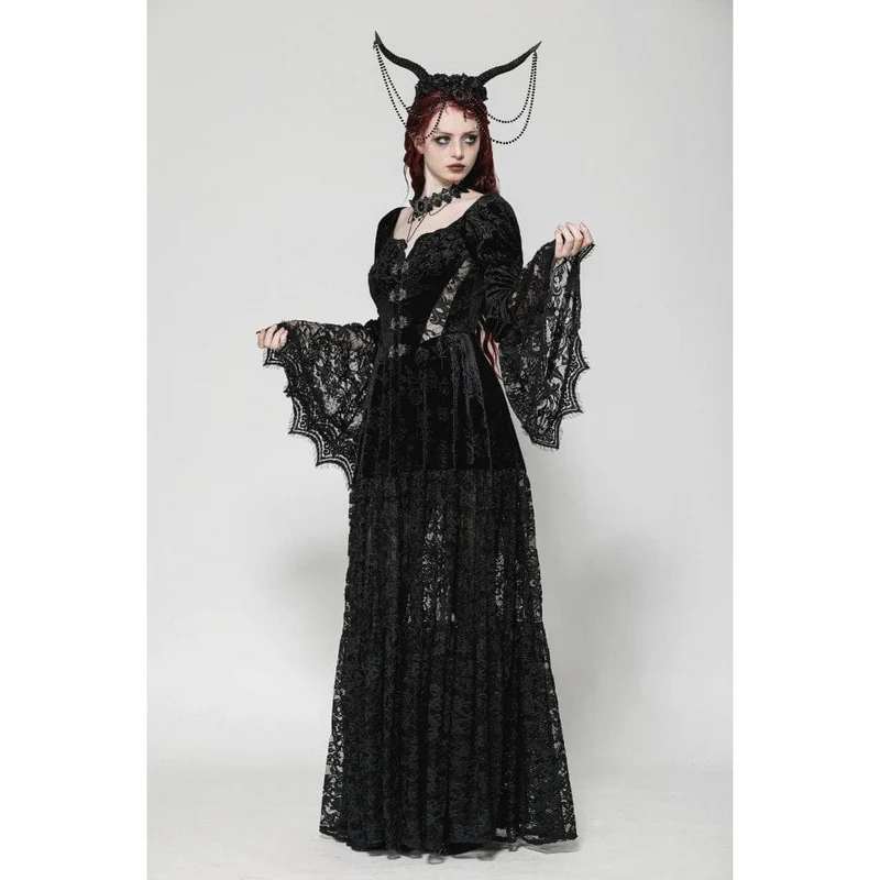 Gothic-Mantel aus Samt mit Puffärmeln und Spitze für Damen