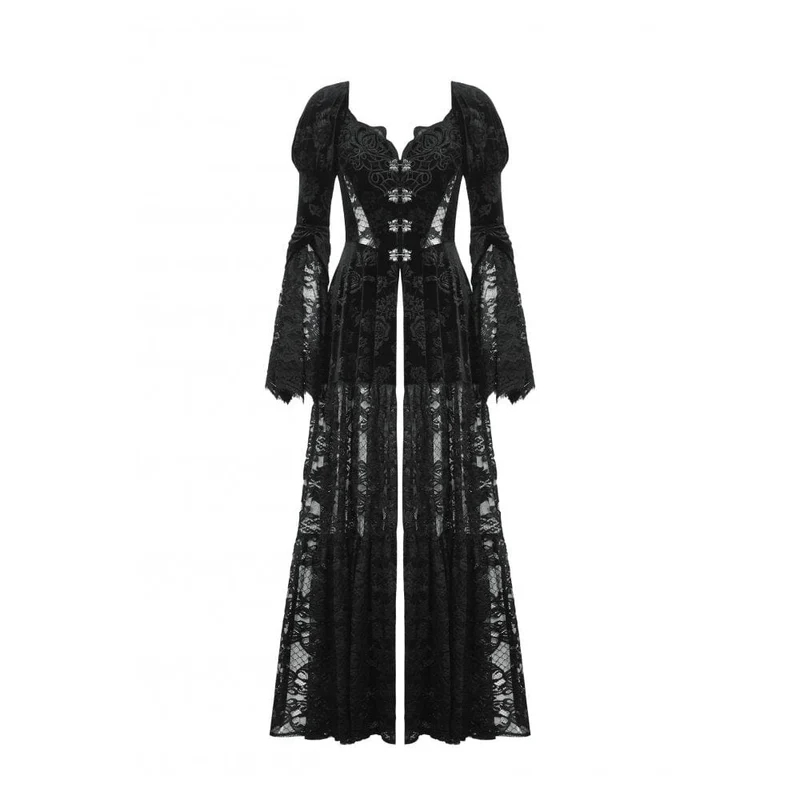Gothic-Mantel aus Samt mit Puffärmeln und Spitze für Damen