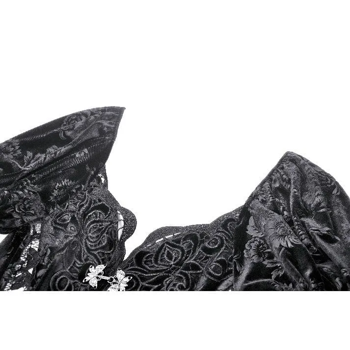 Gothic-Mantel aus Samt mit Puffärmeln und Spitze für Damen