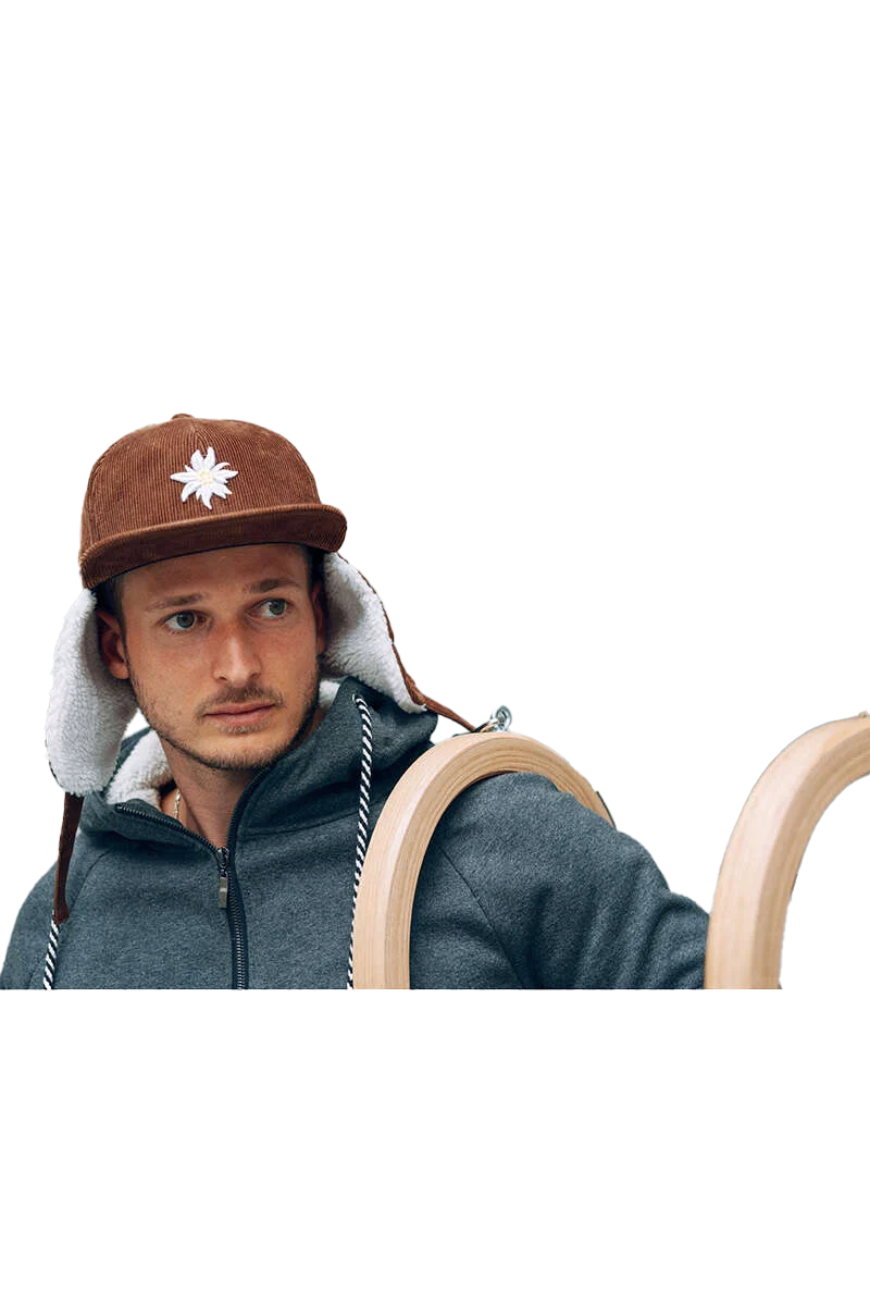 Kord-Strapback Cap mit Ohrenwärmern Edelweiß