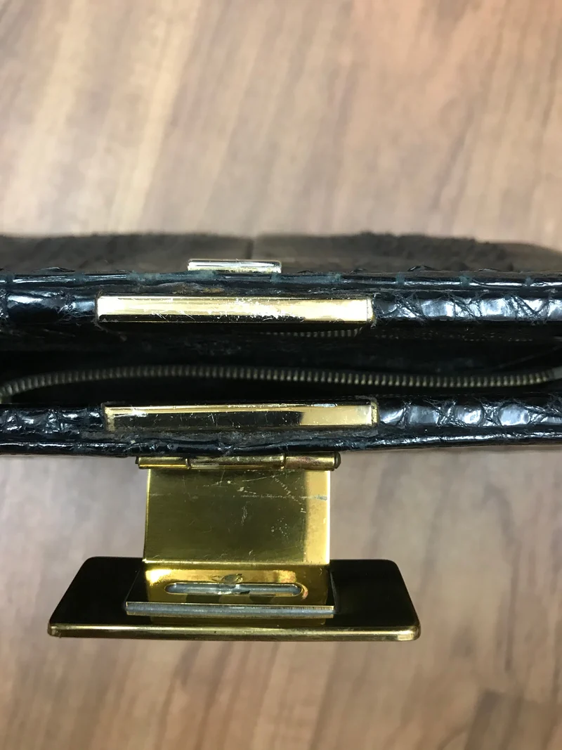 Vintage Krokodilleder-Handtasche mit Geldbörse (50er/60er Jahre)