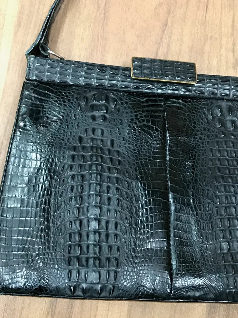 Vintage Krokodilleder-Handtasche mit Geldbörse (50er/60er Jahre)