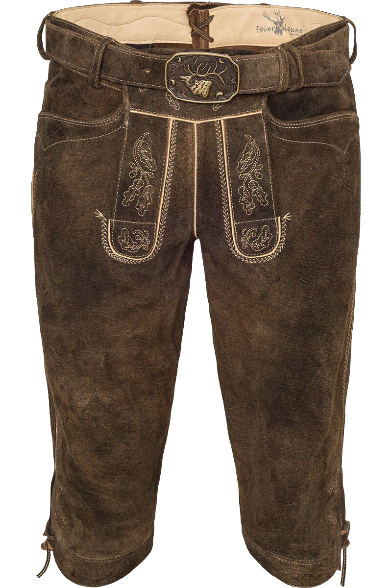 Herren Kniebund-Lederhose mit Gürtel