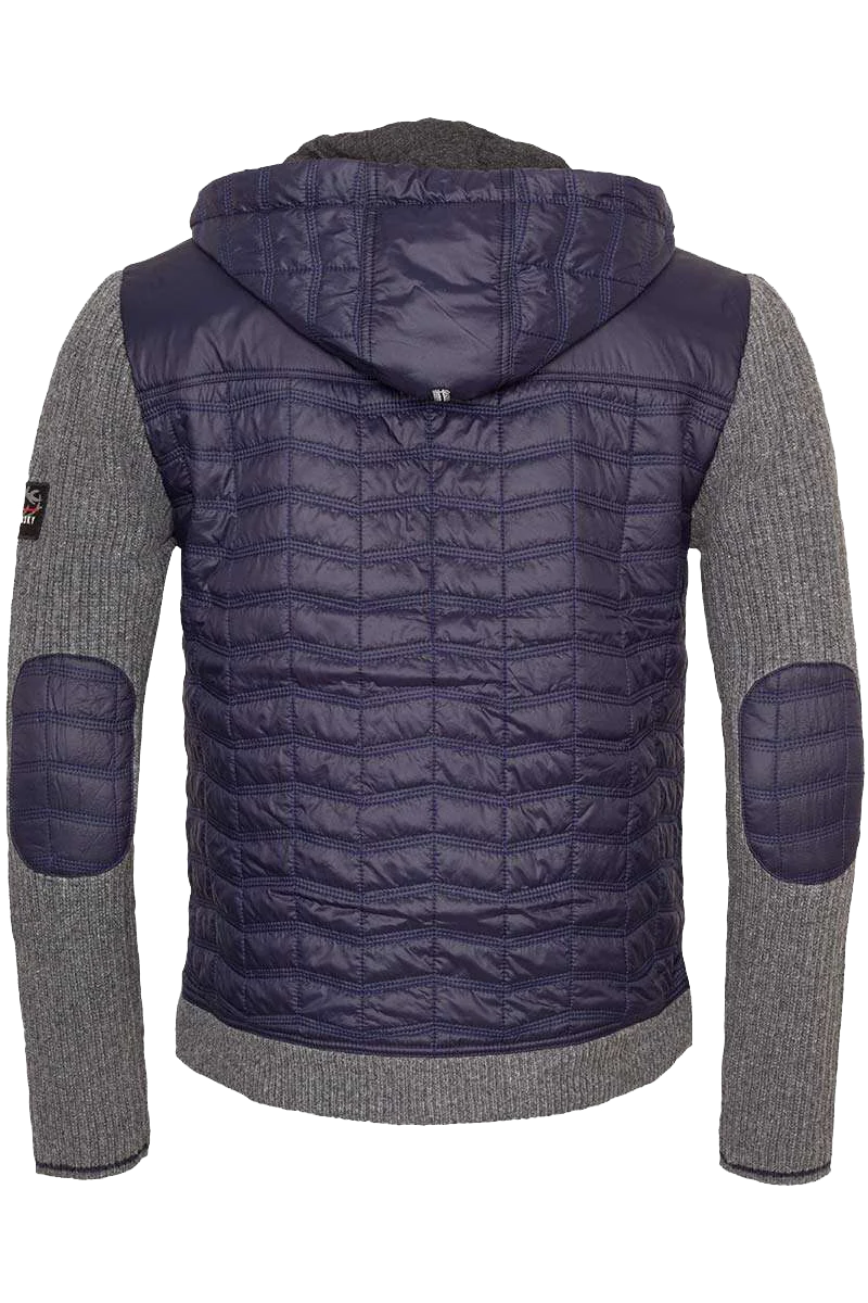 Herren-Steppjacke mit Strick und abnehmbarer Kapuze nachtblau