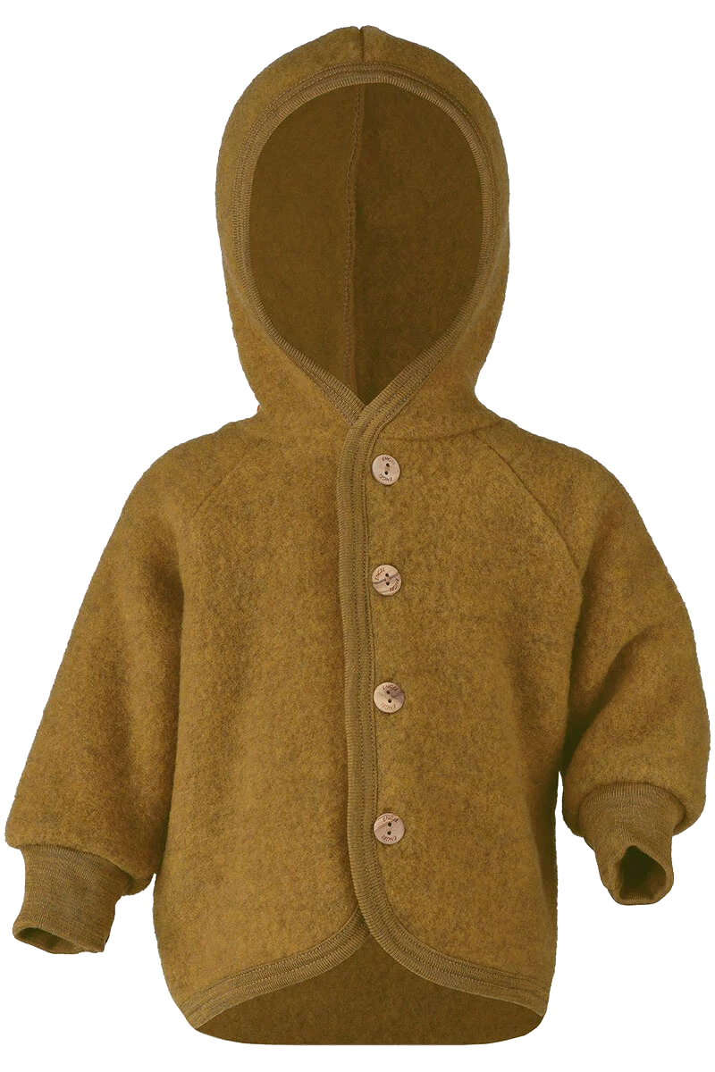 Baby-Kleinkinder-Jacke mit Kapuze aus Bio-Schurwolle