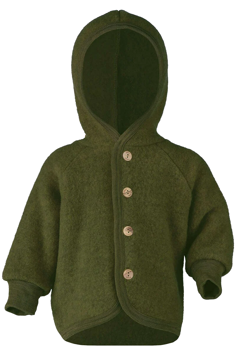 Baby-Kleinkinder-Jacke mit Kapuze aus Bio-Schurwolle