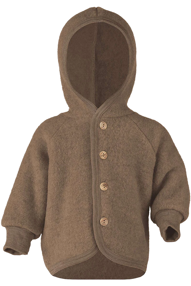 Baby-Kleinkinder-Jacke mit Kapuze aus Bio-Schurwolle
