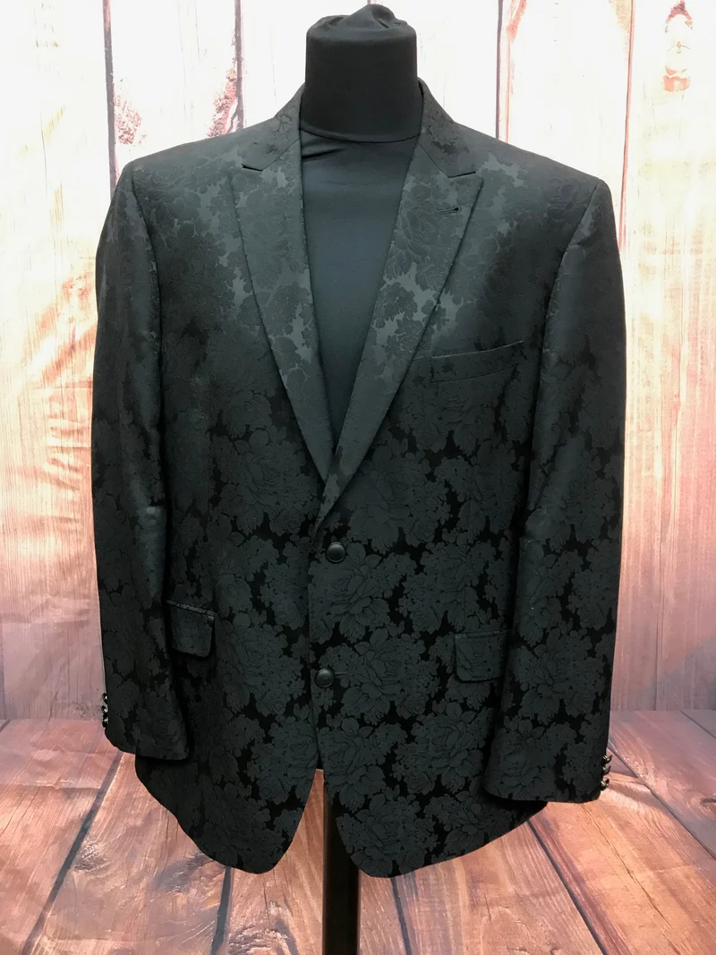 Schwarze Brokat Herren - Jacke, Sakko Gr.56