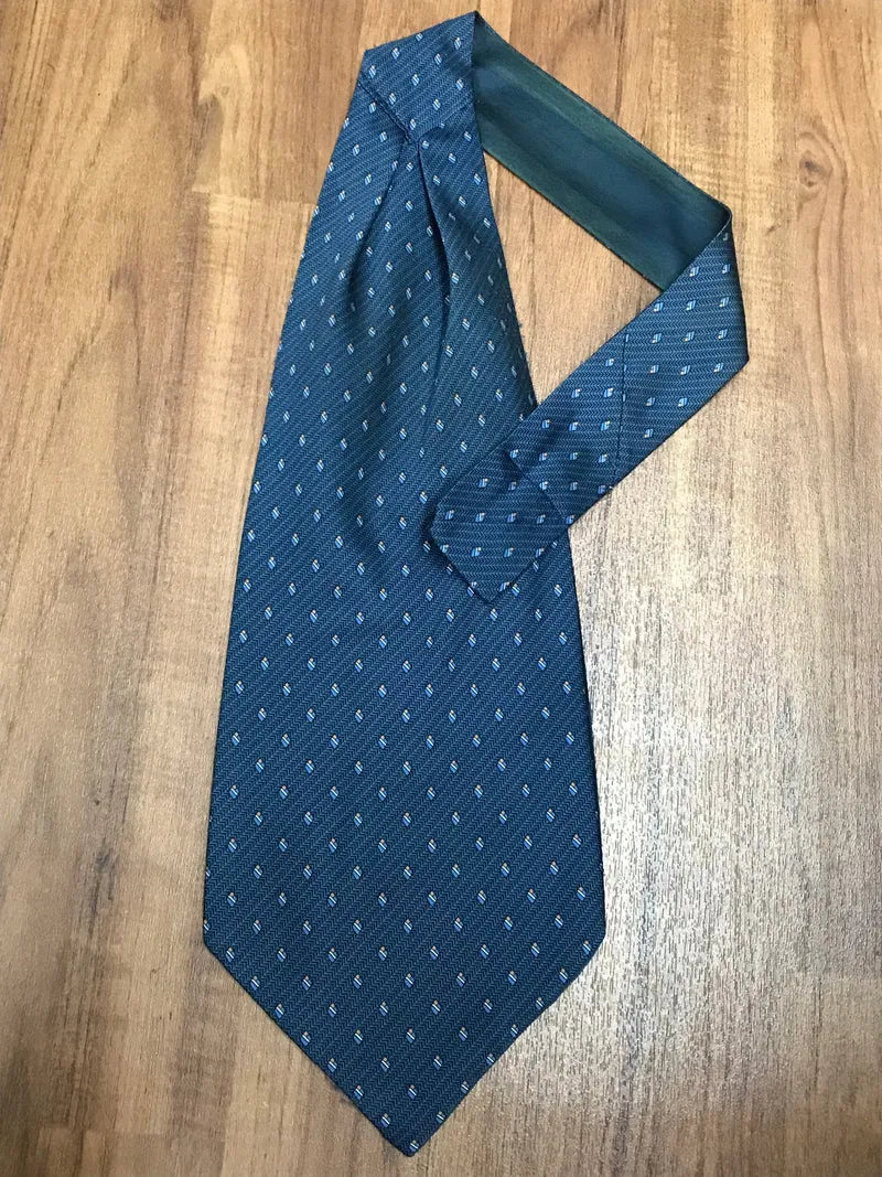 Vintage Schalkrawatte / Ascot – Blau mit Muster, Griggi Ciampi
