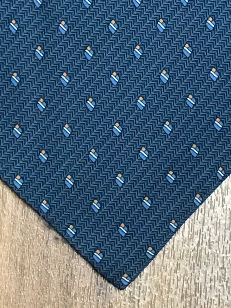 Vintage Schalkrawatte / Ascot – Blau mit Muster, Griggi Ciampi