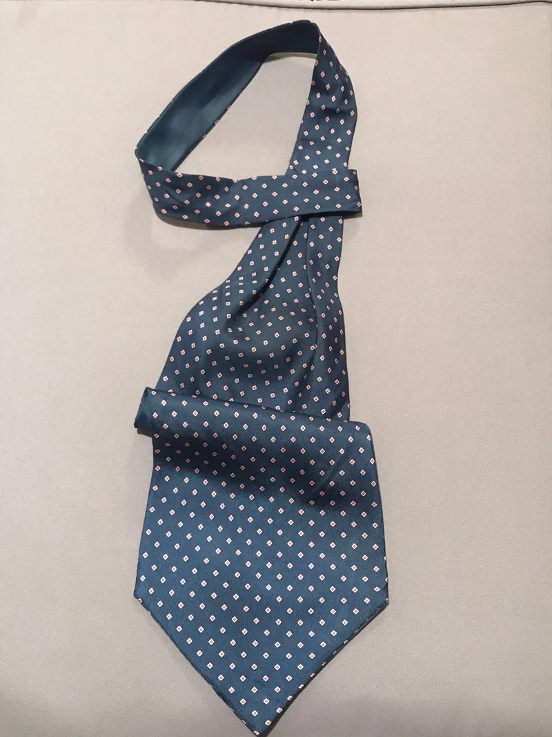 Vintage Ascot Krawatte Dunkelblau Herren – 90er Jahre Schalkrawatte mit Muster