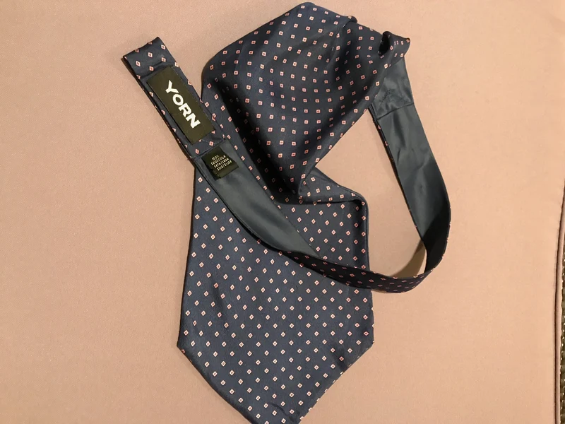Vintage Ascot Krawatte Dunkelblau Herren – 90er Jahre Schalkrawatte mit Muster