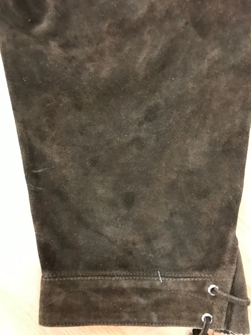Trachtenlederhose - Kniebund - von Edelnice – Herren | Dunkelbraun | Bestickt | Bundweite 56 cm | Vintage 112 cm Gr.56