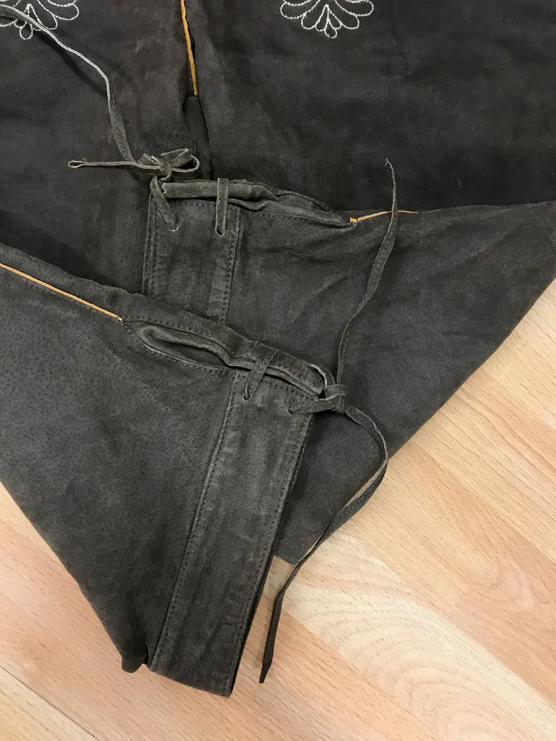 Vintage Lederhose Herren Kniebund Gr. ca. 50 – dunkelbraun Trachtenhose JCC