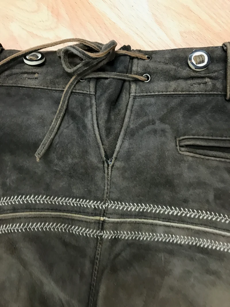 Vintage Trachten Kniebundlederhose dunkelbraun – Echtleder, Gr. 50