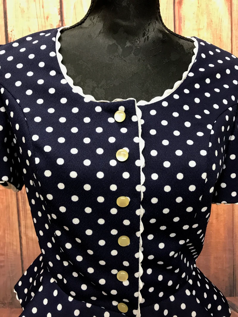 50er Jahre Damen Zweiteiler Vintage Polka Dots Kleid Set Gr. 36