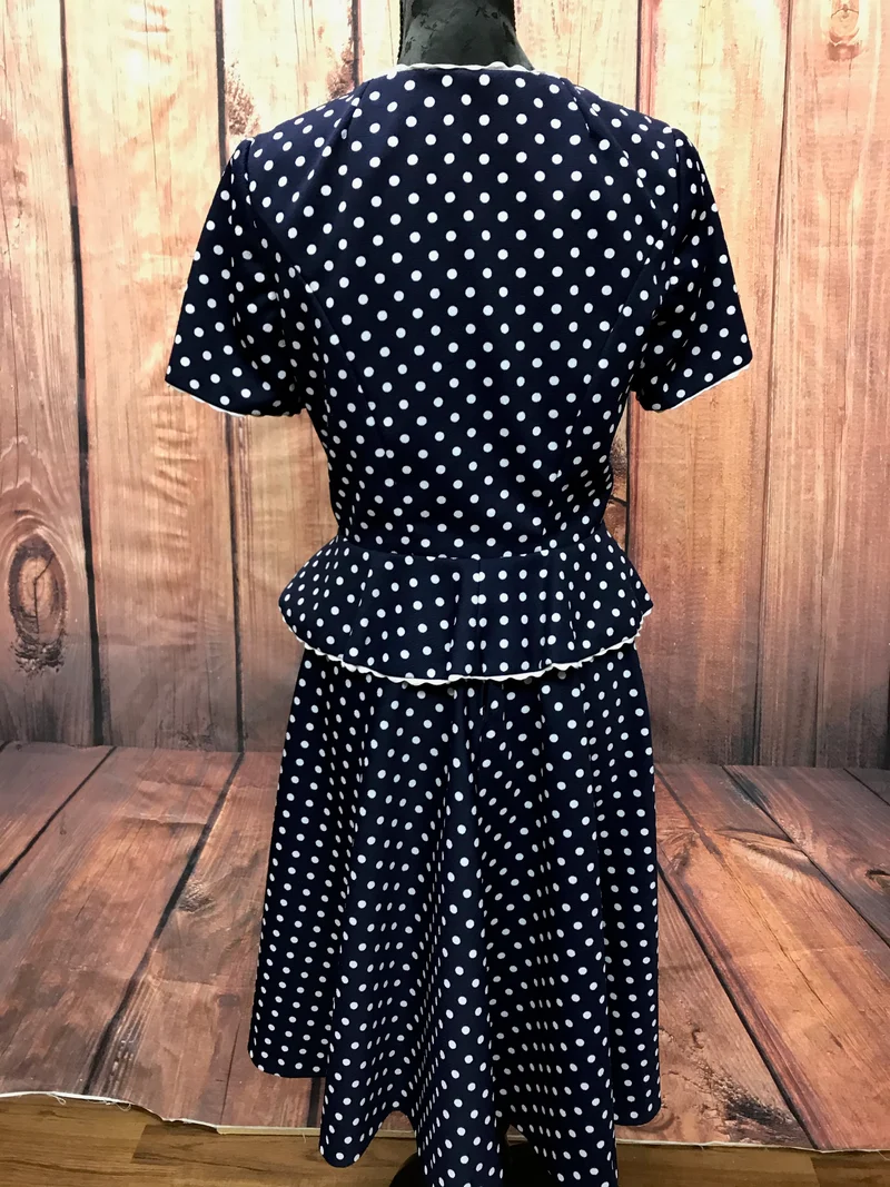 50er Jahre Damen Zweiteiler Vintage Polka Dots Kleid Set Gr. 36