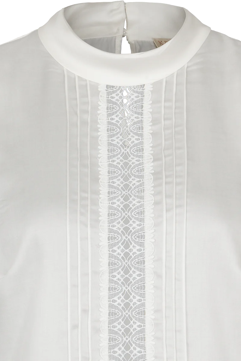 Damen Trachtenbluse mit Puffärmel und Spitze