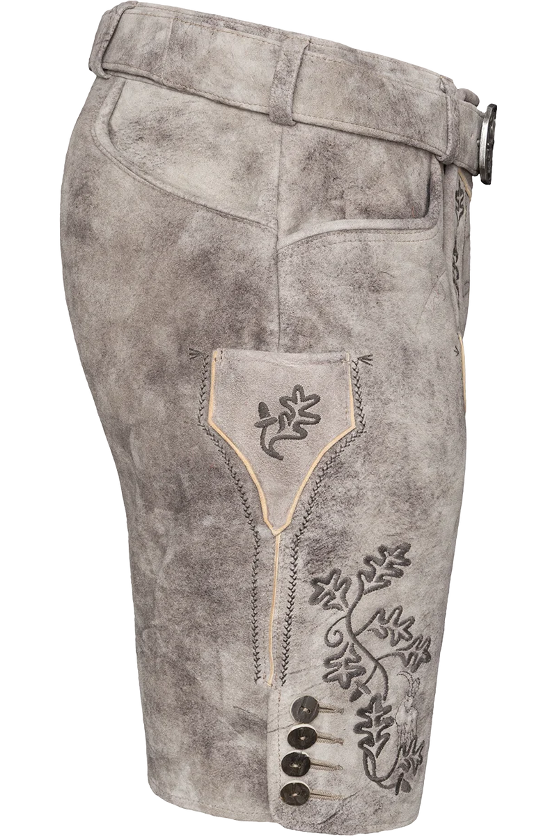 Herren Lederhose kurz bestickt und mit Gürtel