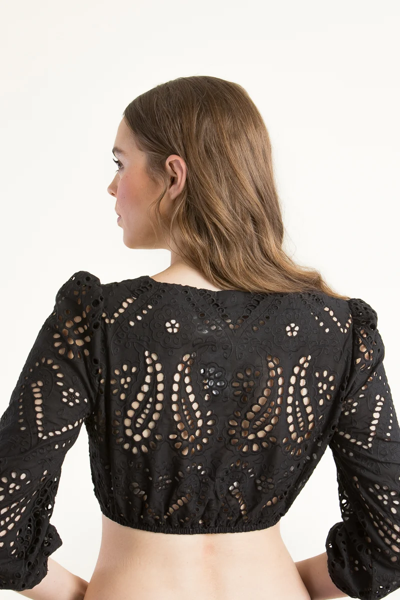 Alpenherz Dirndlbluse Lou Puffarm Schwarz