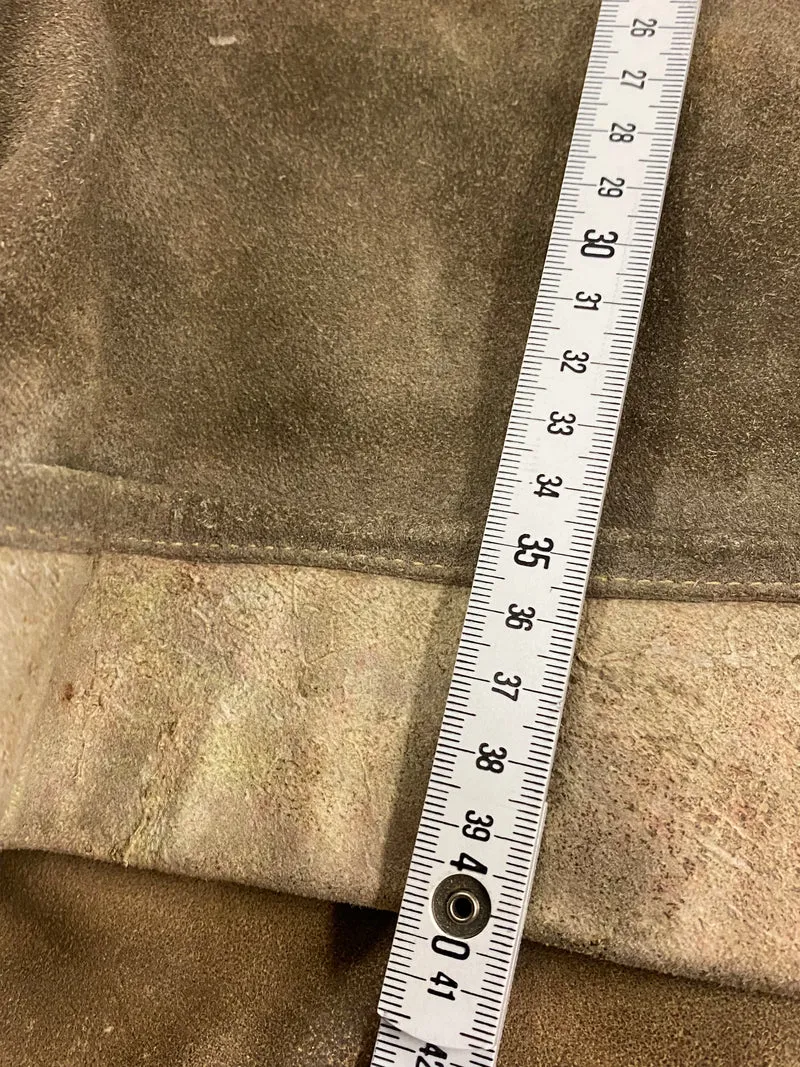Kurze Lederhose 60er Doppelzipp Eichenlaub grau Bayern Rothenburg Unikat