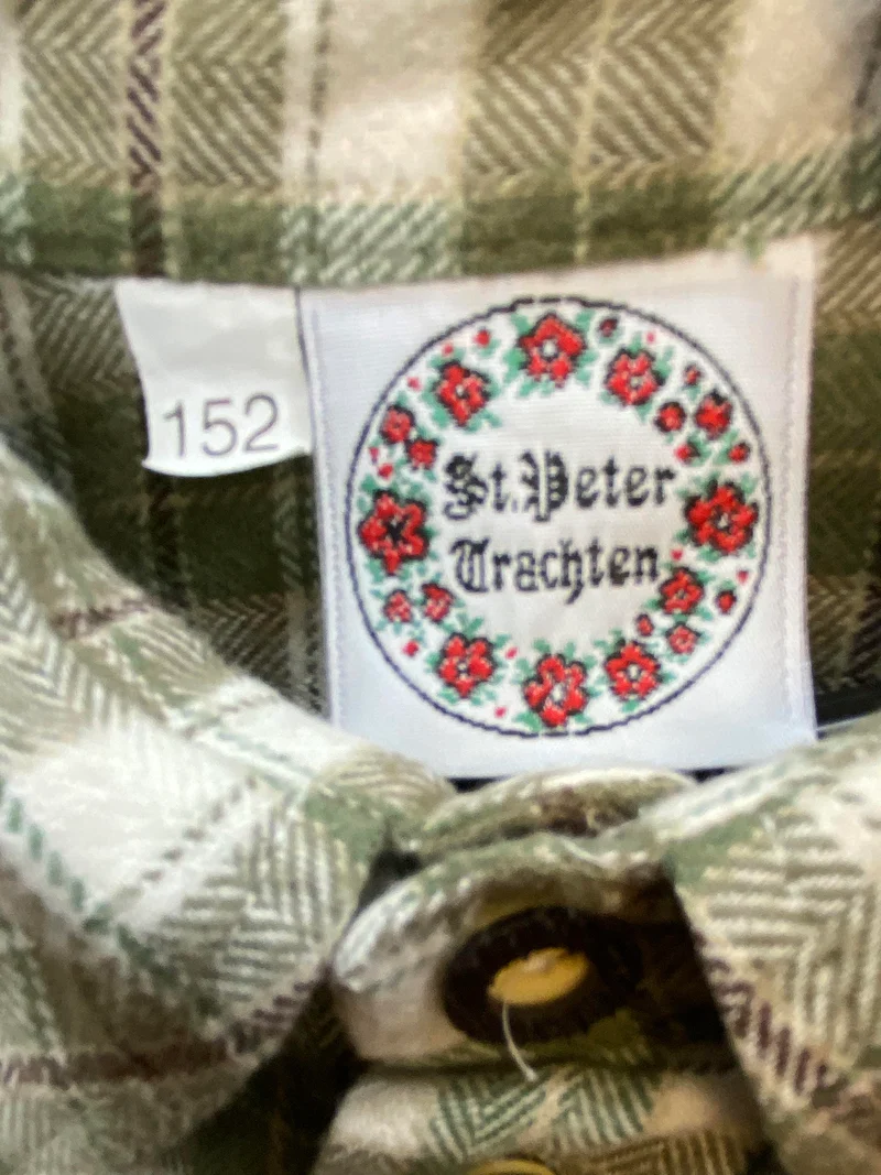 Trachtenhemd Jungen – kariert in Grün | St. Peter Trachten | Gr. 152