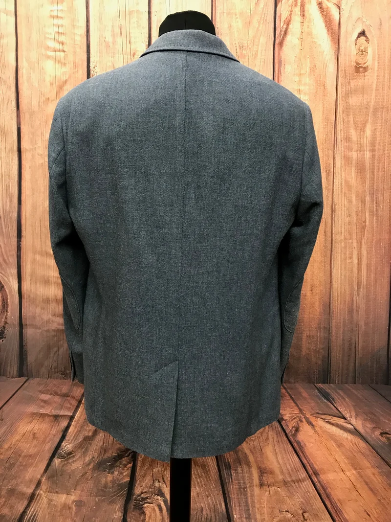 Vintage Herren Sakko Gr. 50 – Blau-Grau mit Ellbogenpatches