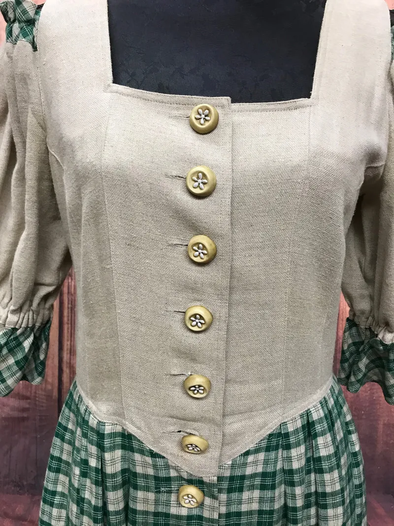 Vintage Trachtenkleid beige grün - Landhausstil, Größe 38
