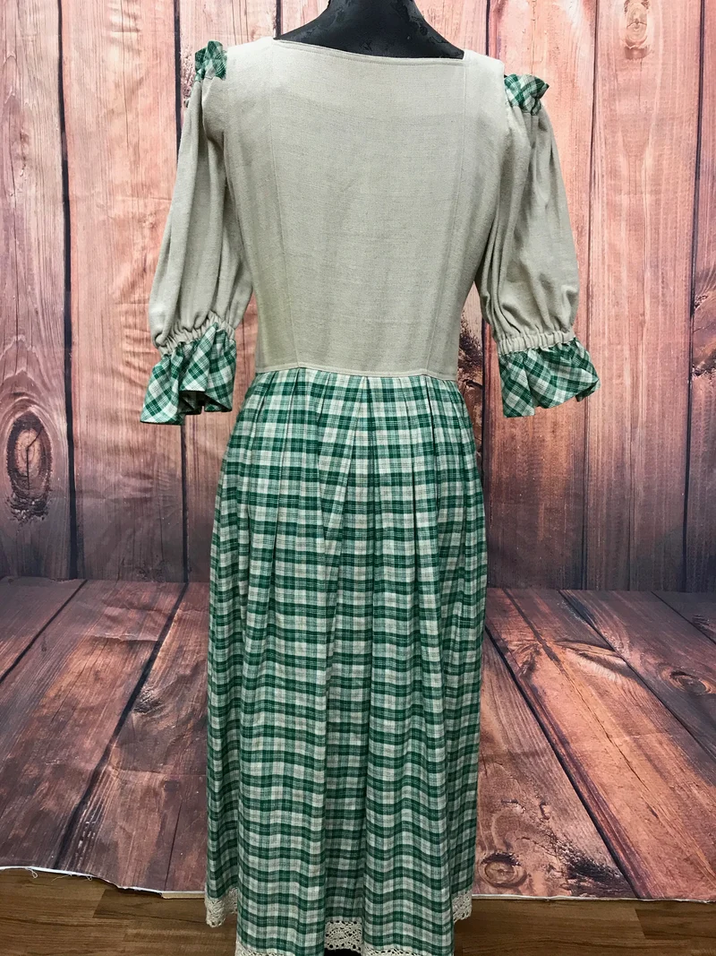 Vintage Trachtenkleid beige grün - Landhausstil, Größe 38
