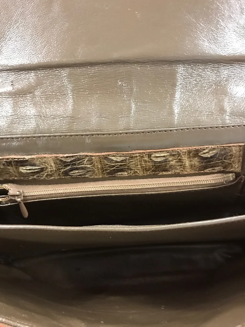 Vintage Handtasche Leder Kroko Braun 70er Jahre Damen