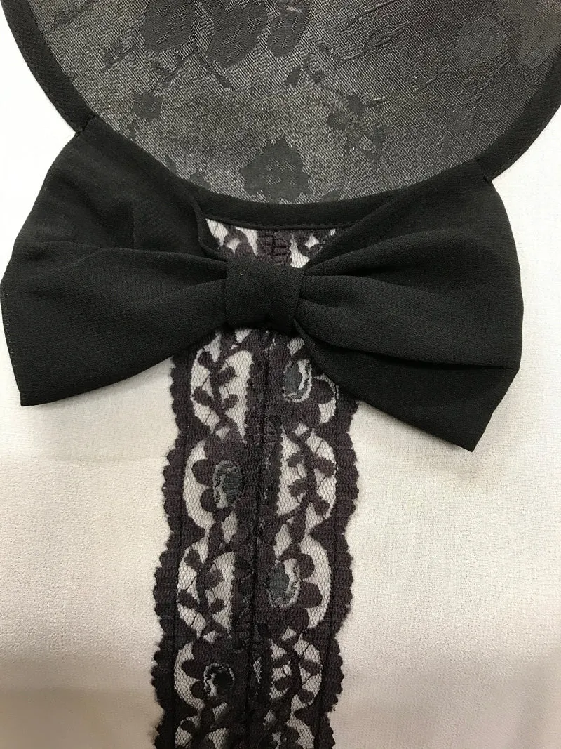 Elegante Schleifenbluse mit Spitze (Größe 46)