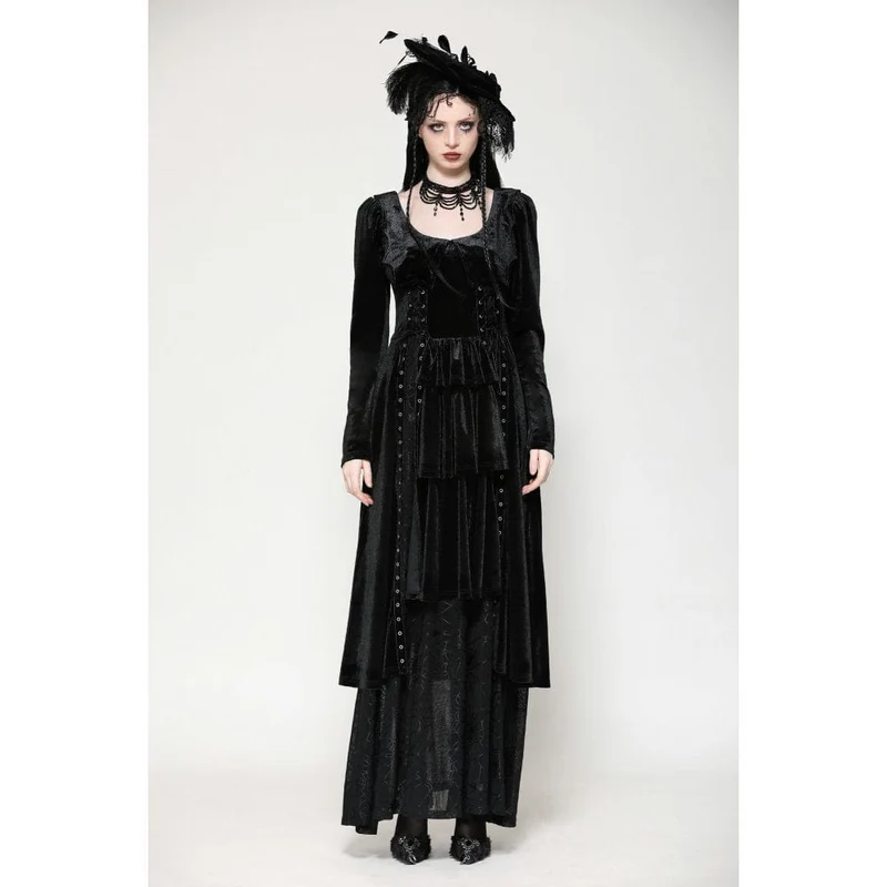 Gothic-Maxikleid mit Ösen und Seitenschlitz für Damen – Hochzeitskleid