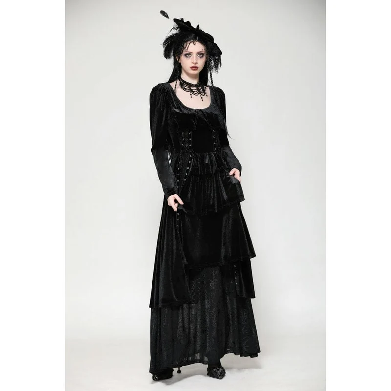 Gothic-Maxikleid mit Ösen und Seitenschlitz für Damen – Hochzeitskleid
