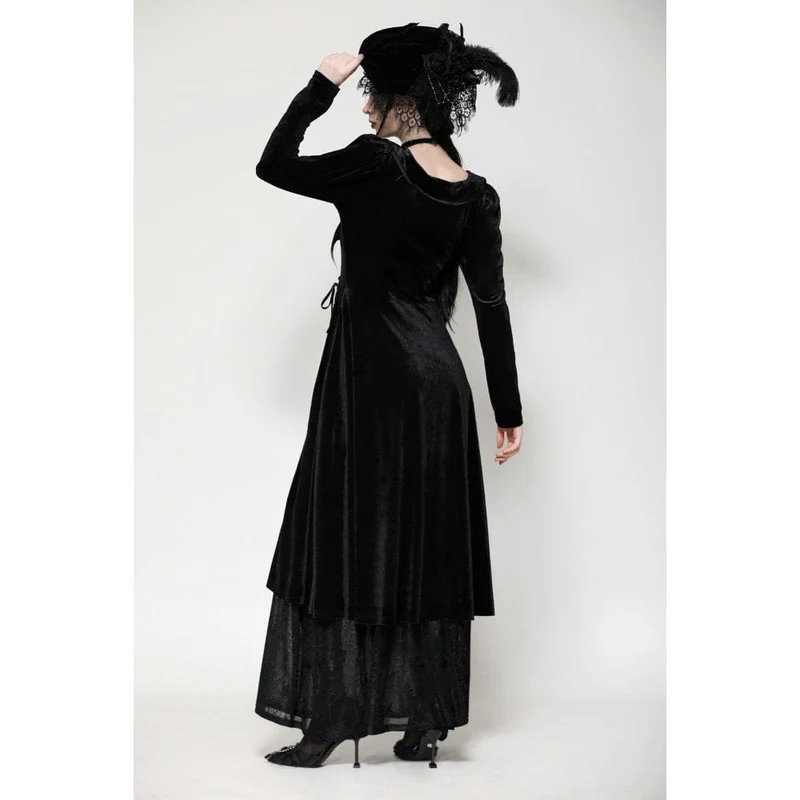 Gothic-Maxikleid mit Ösen und Seitenschlitz für Damen – Hochzeitskleid
