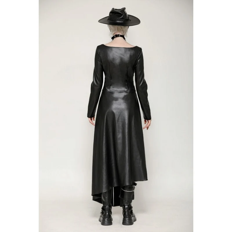 Damen-Kleid mit Punk-Ösen, seitlichem Schlitz und unregelmäßigem Saum