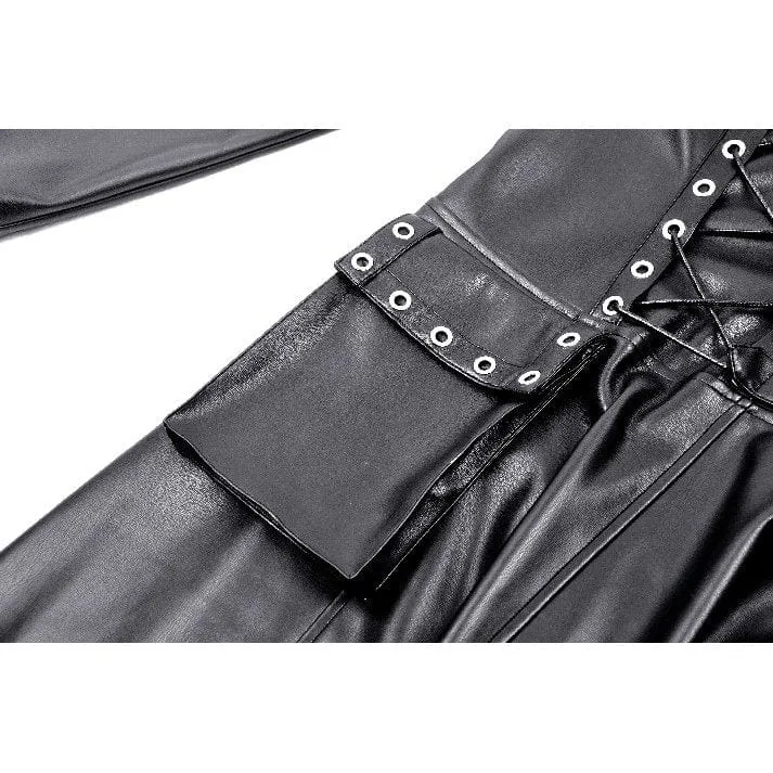 Damen-Kleid mit Punk-Ösen, seitlichem Schlitz und unregelmäßigem Saum