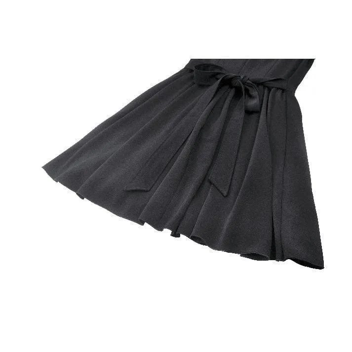 Damen Gothic Plissee Spitze Kurzes Kleid Schwarz Weiß