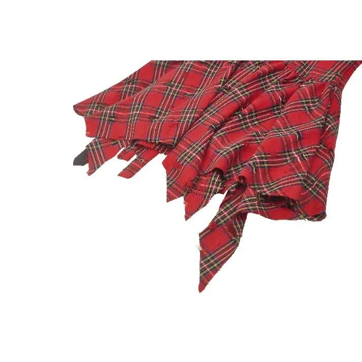 Grunge Kleid mit Schnalle und zerrissenem Karomuster für Damen in Rot