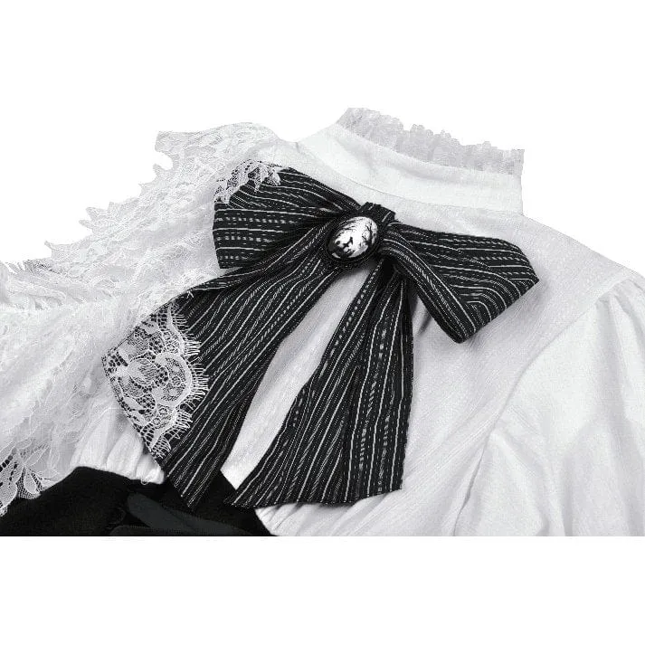 Gothic Lolita-Kleid mit Schleife, kurzes Kleid für Damen, Abschlusskleid, Schwarz-Weiß