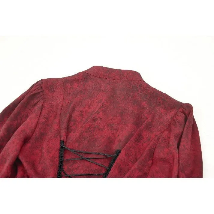 Gothic Rüschen-Spitzen-Langarmshirt für Damen Rot